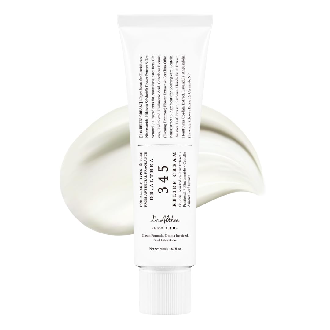 Dr.Althea 345 Relief Cream | Daily Face Moisturizer | Blemish Relief Care | Soothing Recovery & Moisture with Niacinamide, Panthenol | Korean Vegan Skincare for All Skin Types