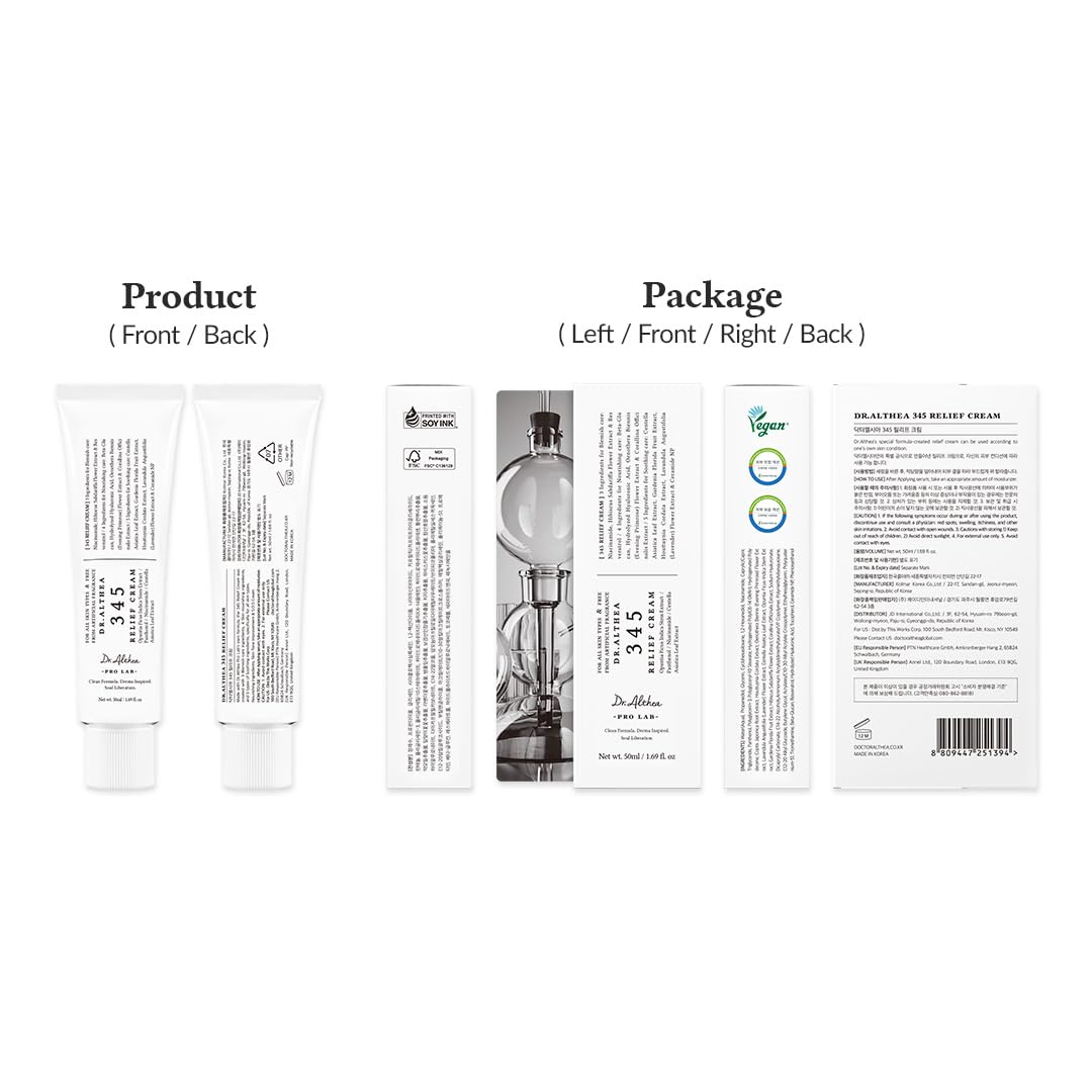 Dr.Althea 345 Relief Cream | Daily Face Moisturizer | Blemish Relief Care | Soothing Recovery & Moisture with Niacinamide, Panthenol | Korean Vegan Skincare for All Skin Types
