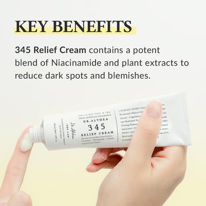 Dr.Althea 345 Relief Cream | Daily Face Moisturizer | Blemish Relief Care | Soothing Recovery & Moisture with Niacinamide, Panthenol | Korean Vegan Skincare for All Skin Types